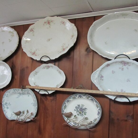 Gray Blue Transferware Platter Antique Johnson Bros HOP Pattern Dinnerware - Picture 8 of 8